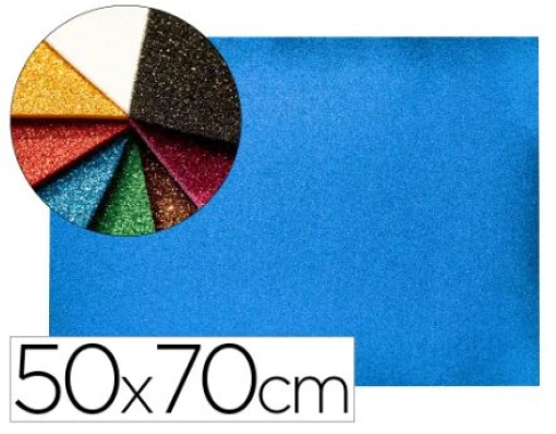 Goma Eva C/Purpurina Liderpapel 50x70cm 60gr 2mm Azul Escuro