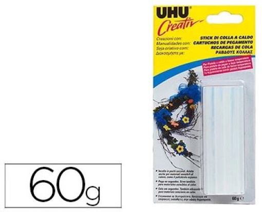 Recargas Stick UHU Creativ P/Pistola de Colar 60g Blister