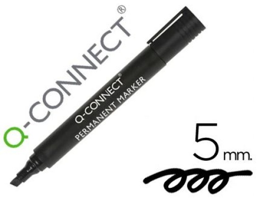 Marcador Q-Connect Permanente Preto Ponta Biselada 5.0mm (KF26042)
