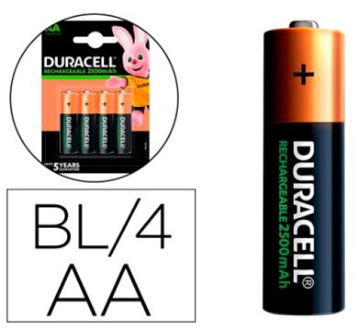 Pilha Duracell Recarregavel Staycharged AA Blister de 4uni