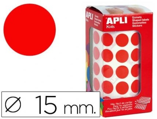 Etiqueta Apli Autoadesivas Circulares 15mm Vermelha Rolo C/2832uni