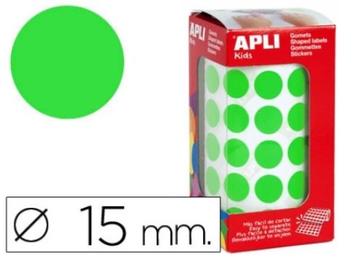 Etiqueta Apli Autoadesivas Circulares 15mm Verde Rolo C/2832uni