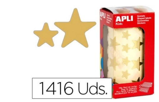 Etiquetas Apli Autoadesivos Estrelas Grandes Ouro em Rolo C/1416un