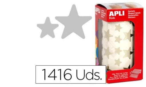 Etiquetas Apli Autoadesivos Estrelas Grandes Prata em Rolo C/1416un