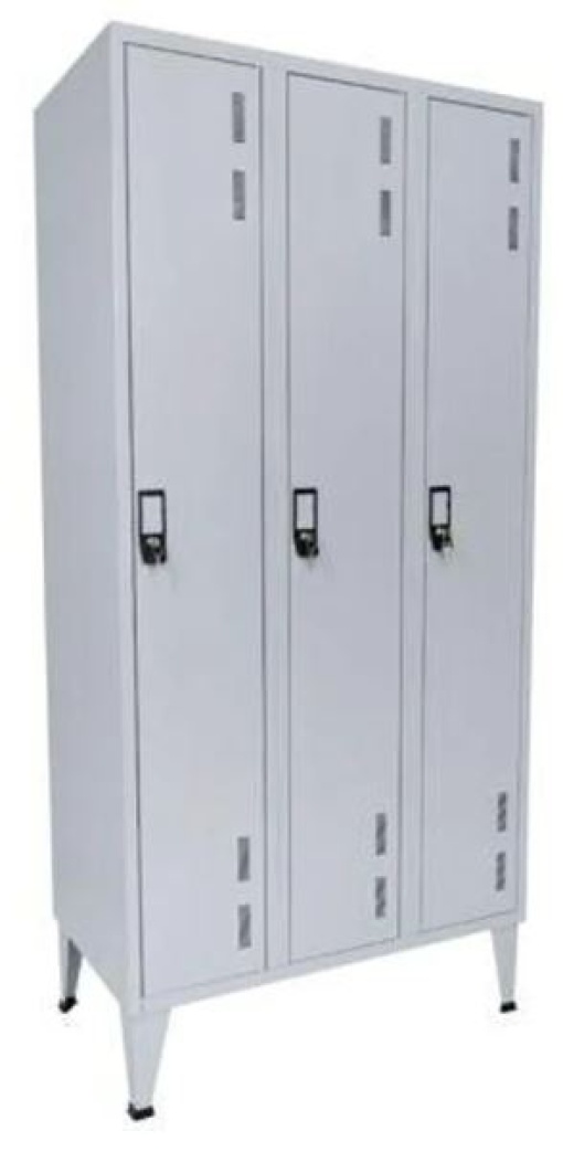 Cacifo Metálico 3 Cacifos 600x500x1900mm Cinza