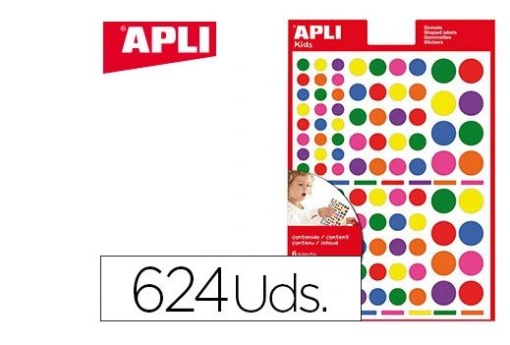 Etiquetas Apli Autoadesivas Circulo Multicolor Blister de 6 Folhas