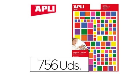 Etiquetas Apli Autoadesivas Quadrado Multicolor Blister de 6 Folhas