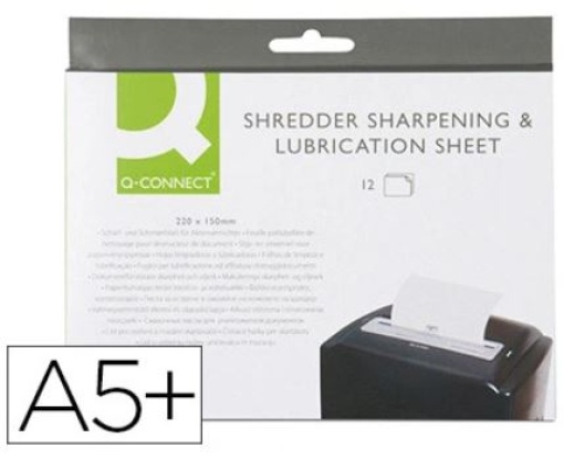 Folhas Lubrificantes e Afiadoras A5 Q-Connect P/Destruidora Pack 12folhas