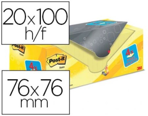 Bloco de Notas Adesivas Post-it Super Sticky Amarelo Canario 76x76 mm Pack Promocional 16+4 Gratis