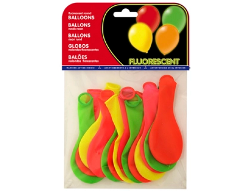 Baloes Latex 100% Biodegradavel Cores Fluorescentes Sortidas Emb.15 (26002(20002))