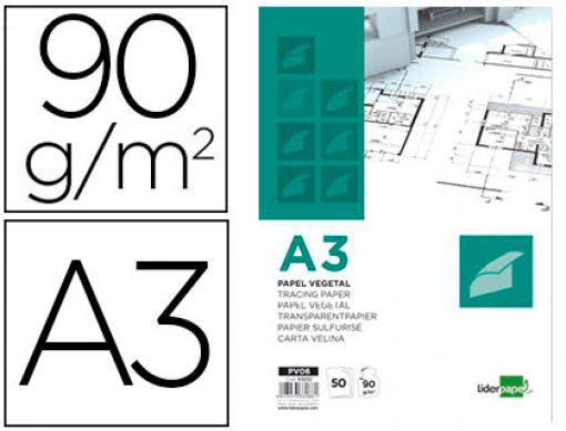 Bloco Papel Vegetal Liderpapel Colado A3 90gr 50fls (PV06)