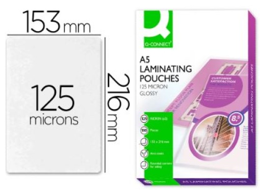 Bolsa Plastificacao Q-Connect 153x216mm A5 125mic Cx.100 (KF04108)