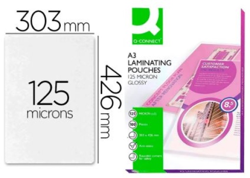 Bolsa Plastificaçao Q-Connect 303x426 A3 125mic Cx.100  (KF04124)
