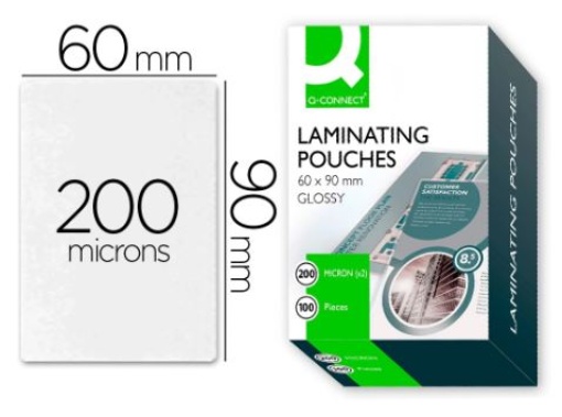 Bolsa de Plastificar Q-Connect 90 x 60mm 200mic Cx.100uni