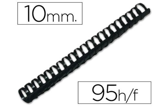 Espiral Q-Connect Redonda 10mm Plastico Preto 95 folhas Cx.100 Unid. (KF24020)