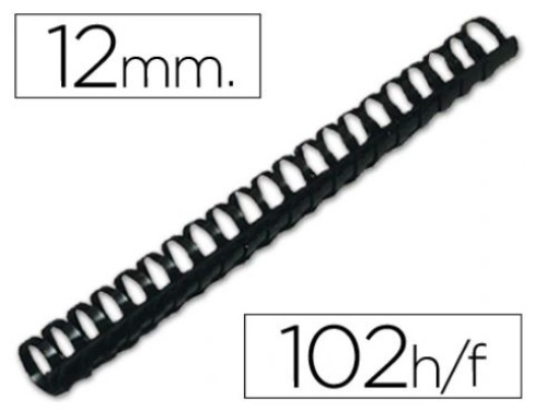 Espiral Q-Connect Plastica Redonda 12mm 102fls Preta Cx.100un (KF24022)