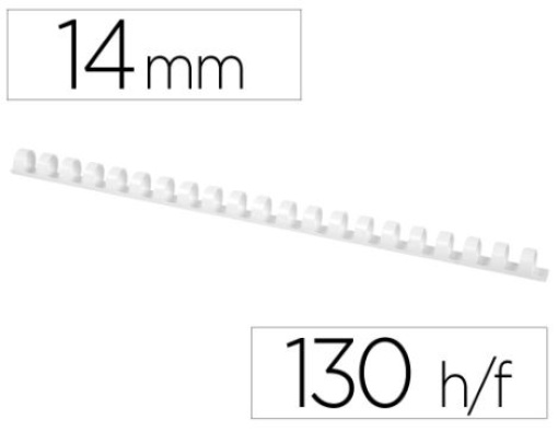 Espiral Q-Connect Redonda 14mm Plastica Branca Capacidade 130fls Cx.100 (KF24052)
