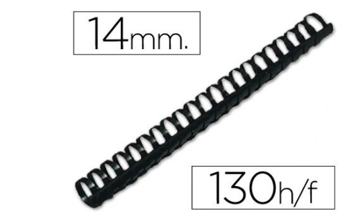 Espiral Q-Connect Redonda 14mm Plastico Preto 130Fls Cx.100un (KF24051)