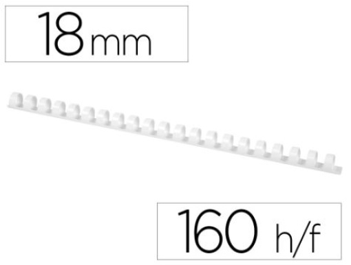 Espiral Q-Connect Redonda 18mm Plastica Branca Capacidade 160fls Cx.50 (KF32115)
