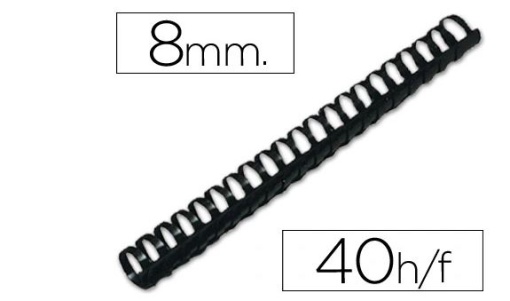 Espiral Q-Connect Redonda 8mm Plastico Preto 40Fls Cx.100un (KF24018)