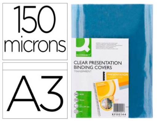 Acetato de Encadernacao Q-Connect PVC A3 Transparente 150mic Pack 100 (KF00144)