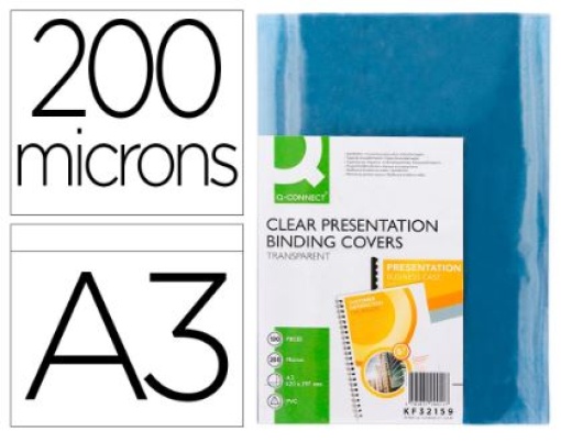 Acetato Encadernacao Q-Connect Transparente A3 200mic Pack 100 (KF32159)