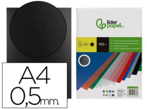 Acetato Encadernacao Liderpapel Polipropileno A4 0.5 mm Preta Pack de 100 unidades (TE11)