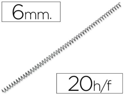 Espiral Metalica Q-Connect Metalica 64 5:1 6mm Preta Cx.200un (KF04427)