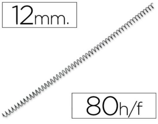 Espiral Q-Connect Metalica 64 5:1 12mm Preta Cx.100un