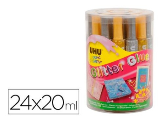 Cola Purpurina UHU Glitter Glue Mix Ouro/Prata 20ml Emb.24uni (12/12)