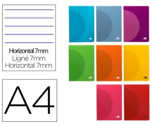 Caderno Agrafado Liderpapel 360 Capa Plastico A4 48fls 90gr Pautado Cores Sortidas (LF02)