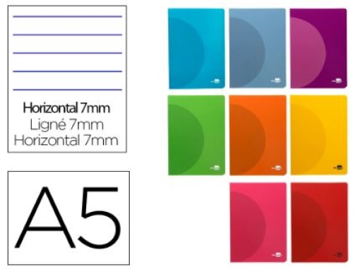 Caderno Agrafado Liderpapel 360 Capa Plastica A5 48Fls 90gr C/Dupla Margem Pautado (Cores Sortidas)