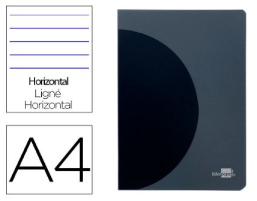 Caderno Agrafado Liderpapel 360 Capa Plastica A4 48Fls 90gr C/Dupla Margem Pautado (Preto) (LF05)