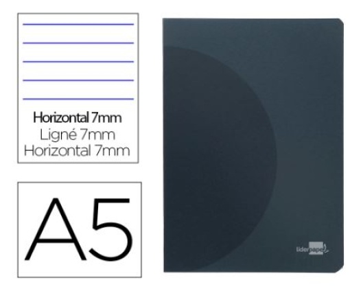 Caderno Agrafado Liderpapel 360 Capa Plastica A5 48Fls 90gr Pautado (Preto) (LF06)