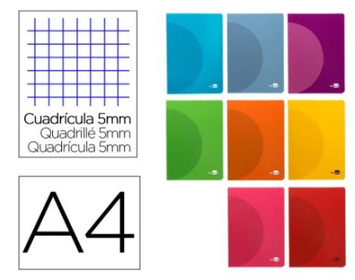Caderno Agrafado Liderpapel 360 Capa Plastico A4 48fls 90gr Quadriculado Cores Sortidas (LF07)