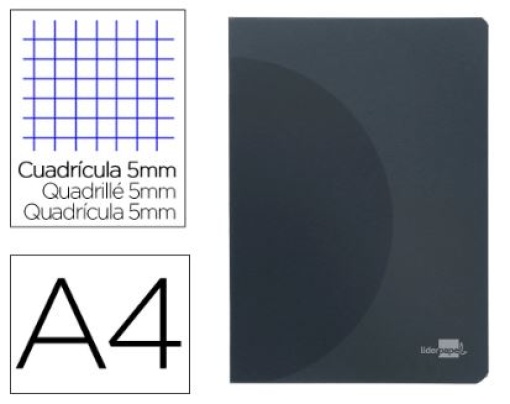 Caderno Agrafado Liderpapel 360 Capa Plastica A4 48Fls 90gr C/Dupla Margem Quadriculado (Preto) (LF09)