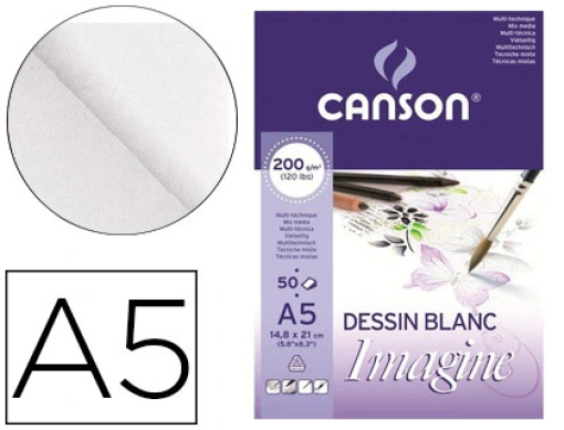 Bloco Desenho Canson Imagine Multi-Tecnicas Colado A5 148x210mm 200gr 50fls (C200006009)