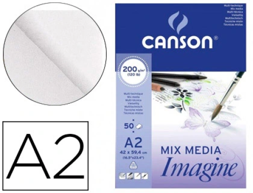 Bloco Desenho Canson Imagine Multi-Tecnicas Colado A2 420x594mm 200gr 50fls (C200006003)