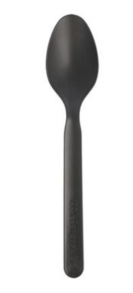 Colheres Sopa C-PLA Reutilizáveis 16cm Preto 50un