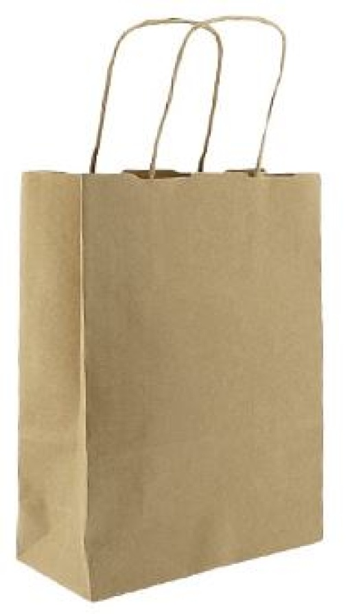 Saco Papel Kraft 18+8x21,5cm C/Asa Torcida