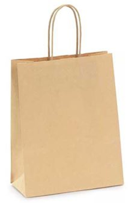 Saco Papel Kraft 27+16x31cm C/Asa Torcida