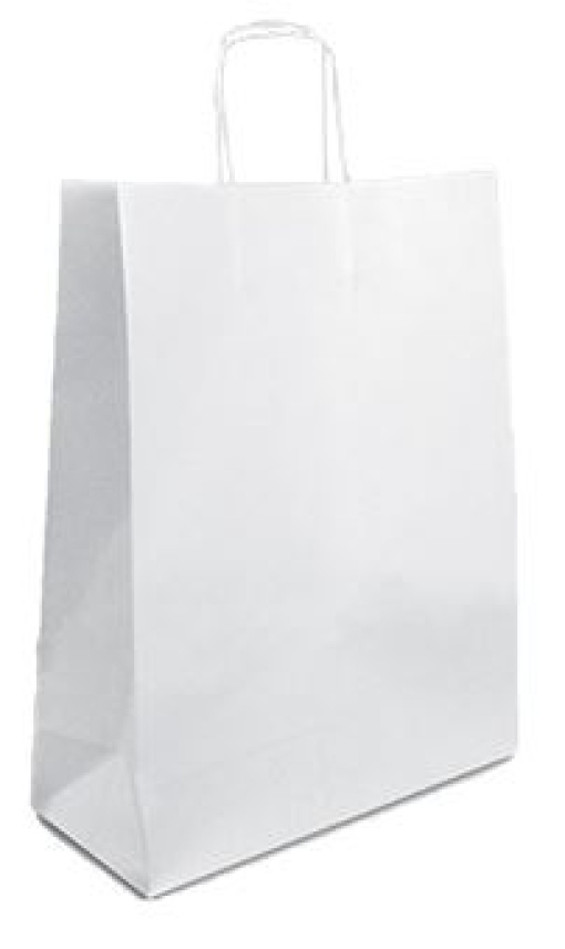 Saco Papel Branco 24x09x31cm C/Asa Torcida