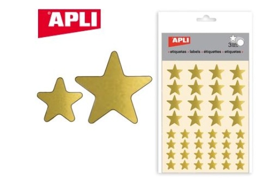 Etiquetas Apli Estrela Ouro Bolsa Com 3 Folhas