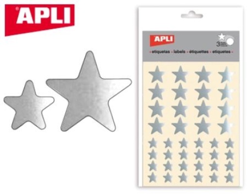 Etiquetas Apli Estrela Prata Bolsa C/3Fls