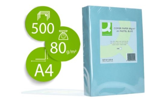 Papel Cor Q-connect A4 80gr Azul (Resma) (KF01094)