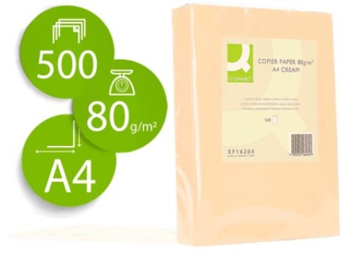 Papel Cor Q-connect A4 80gr Creme (Resma) (KF16264)
