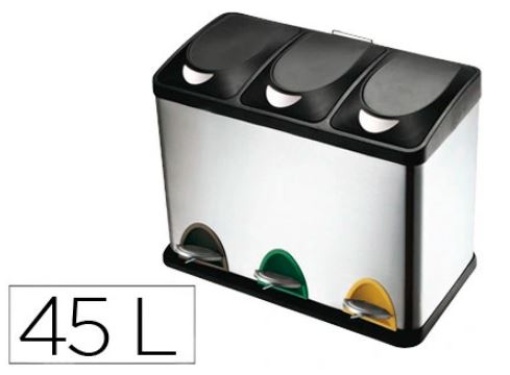 Cesto de Papeis Metalico Q-Connect C/ 3Compartimentos Tampa Plastica 45L 605x340x485mm (KF16550)