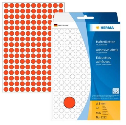 Etiqueta Herma Redonda 19mm Ref.72 2252 Vermelha 32fls/40 (1280uni)