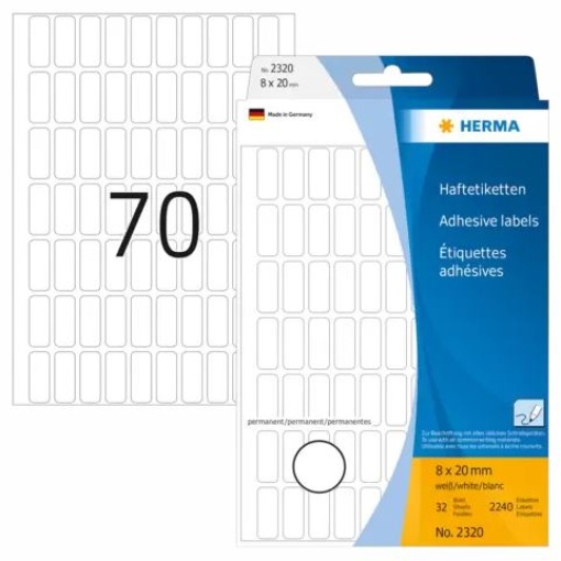 Etiqueta Herma Ref.72 2320 8x20 Branca Cx.32fls/70uni P/folha (2240)