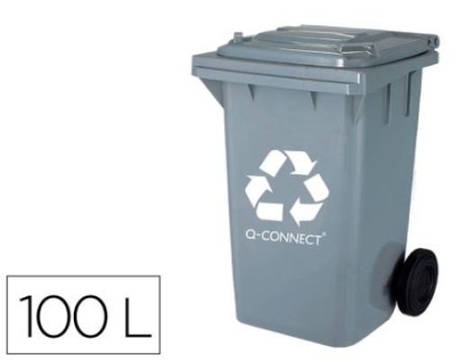 Contentor do Lixo Q-Connect Plastico 100L Cinza 75x37x47cm